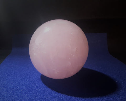 Natural Pink Rose Quartz Sphere. 8.4cm diameter. Stock #2002sl