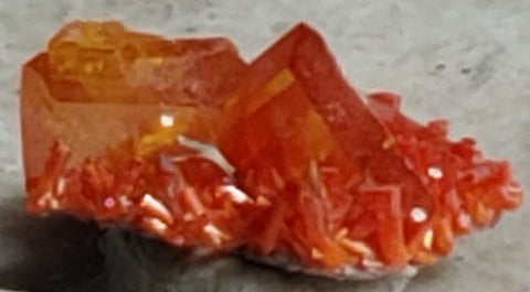 Wulfenite and Mimetite from Rowley Mine, Arizona. 1.4 cm #4028