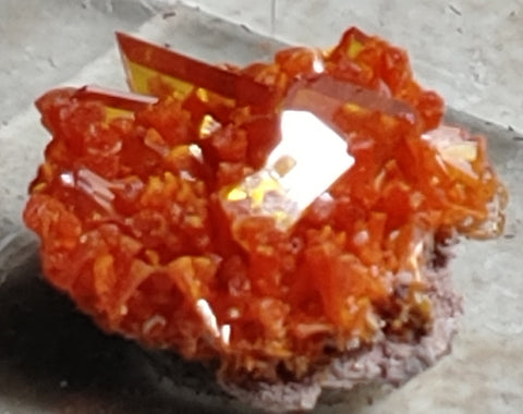 Wulfenite and Mimetite from Rowley Mine, Arizona. 1.4 cm #4029