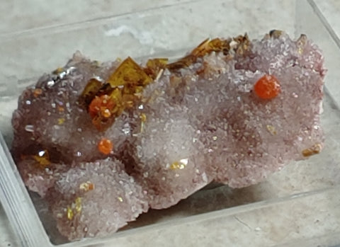 Wulfenite and Mimetite from Rowley Mine, Arizona. 2.5 cm #4030