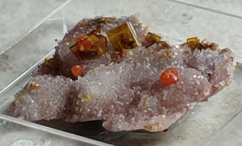 Wulfenite and Mimetite from Rowley Mine, Arizona. 2.5 cm #4030