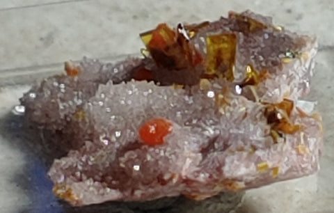 Wulfenite and Mimetite from Rowley Mine, Arizona. 2.5 cm #4030