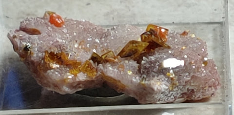 Wulfenite and Mimetite from Rowley Mine, Arizona. 2.5 cm #4030