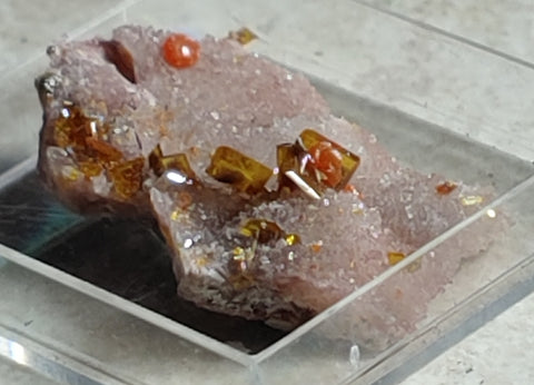 Wulfenite and Mimetite from Rowley Mine, Arizona. 2.5 cm #4030