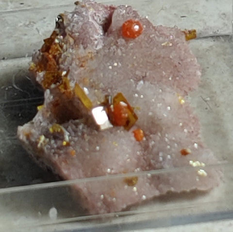 Wulfenite and Mimetite from Rowley Mine, Arizona. 2.5 cm #4030