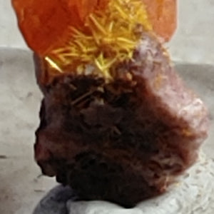Wulfenite and Mimetite from Rowley Mine, Arizona. 1.2 cm #4032