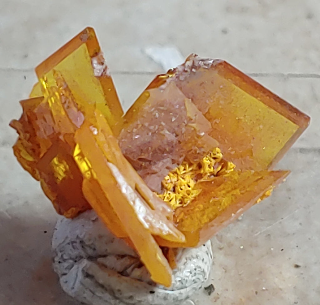 Wulfenite and Mimetite from Rowley Mine, Arizona. 1.9 cm #4033