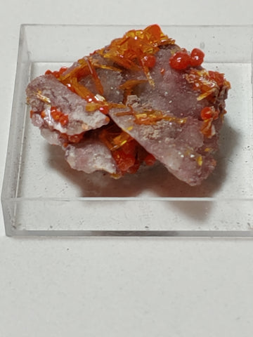 Wulfenite and Mimetite from Rowley Mine, Arizona. 2.2 cm #4057