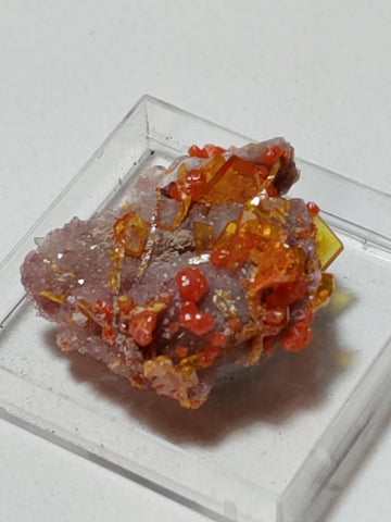 Wulfenite and Mimetite from Rowley Mine, Arizona. 2.2 cm #4057