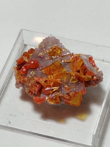 Wulfenite and Mimetite from Rowley Mine, Arizona. 2.2 cm #4057