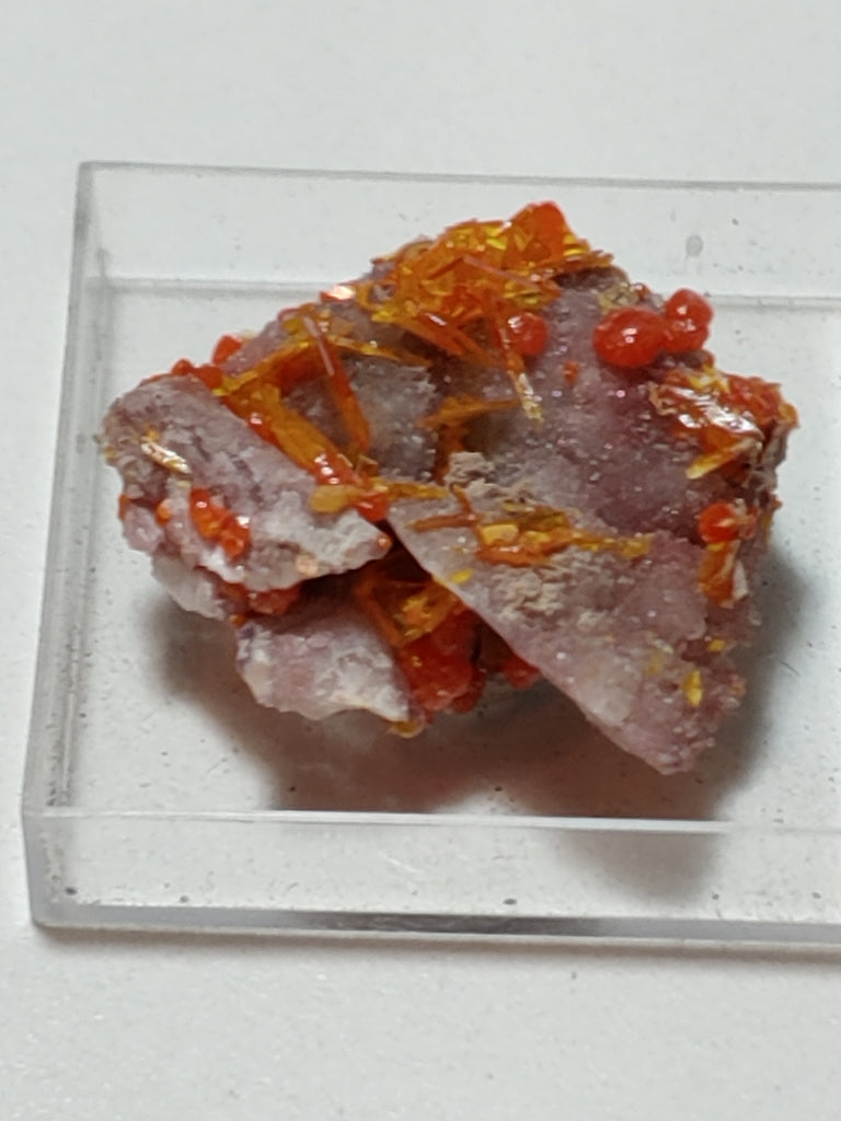 Wulfenite and Mimetite from Rowley Mine, Arizona. 2.2 cm #4057