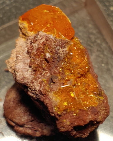 Wulfenite and Mimetite from Rowley Mine, Arizona. 2.1 cm #4071