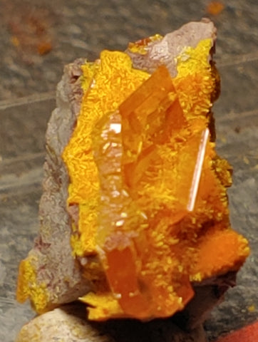 Wulfenite and Mimetite from Rowley Mine, Arizona. 1.5 cm #4076