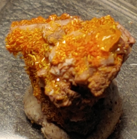 Wulfenite and Mimetite from Rowley Mine, Arizona. 1.3 cm #4080