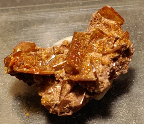 Wulfenite and Mimetite from Rowley Mine, Arizona. 1.7 cm #5052