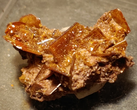 Wulfenite and Mimetite from Rowley Mine, Arizona. 1.7 cm #5052