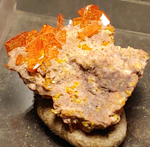 Wulfenite and Mimetite from Rowley Mine, Arizona. 1.7 cm #4057