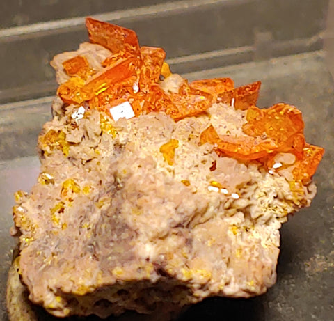 Wulfenite and Mimetite from Rowley Mine, Arizona. 1.7 cm #4057