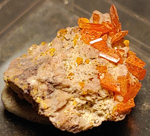 Wulfenite and Mimetite from Rowley Mine, Arizona. 1.7 cm #4057