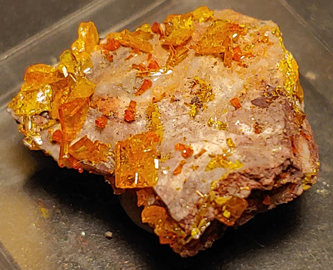 Wulfenite and Mimetite from Rowley Mine, Arizona. 2.2 cm #4058