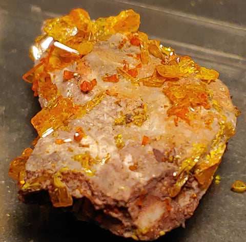 Wulfenite and Mimetite from Rowley Mine, Arizona. 2.2 cm #4058