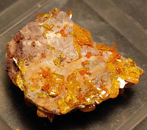 Wulfenite and Mimetite from Rowley Mine, Arizona. 2.2 cm #4058