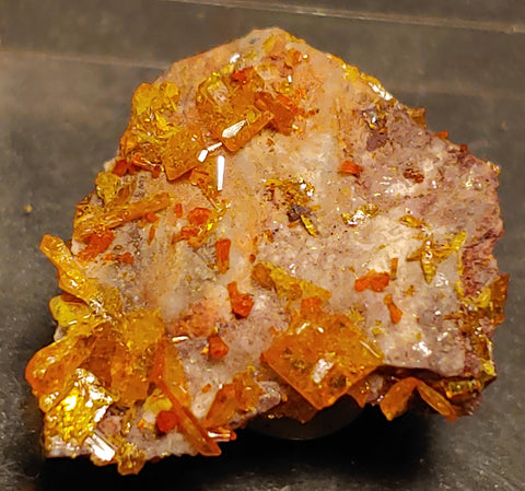 Wulfenite and Mimetite from Rowley Mine, Arizona. 2.2 cm #4058