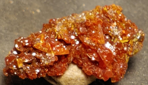 Wulfenite and Mimetite from Rowley Mine, Arizona. 1.6 cm #4064