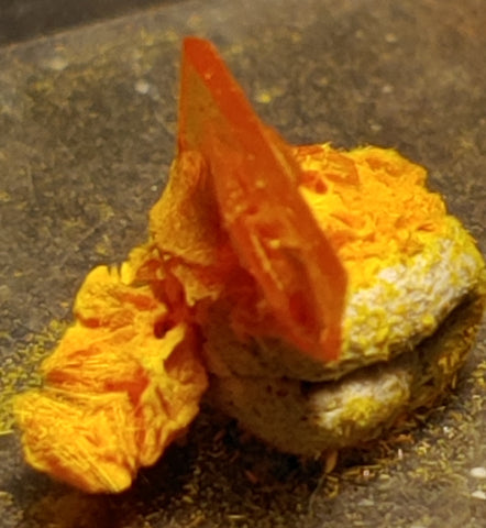 Wulfenite and Mimetite from Rowley Mine, Arizona. 1.2 cm #4066