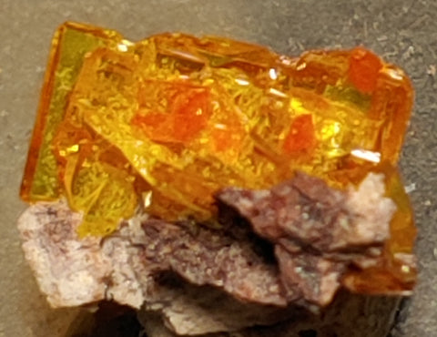 Wulfenite and Mimetite from Rowley Mine, Arizona. 1.5 cm #4067