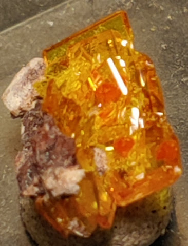 Wulfenite and Mimetite from Rowley Mine, Arizona. 1.5 cm #4067