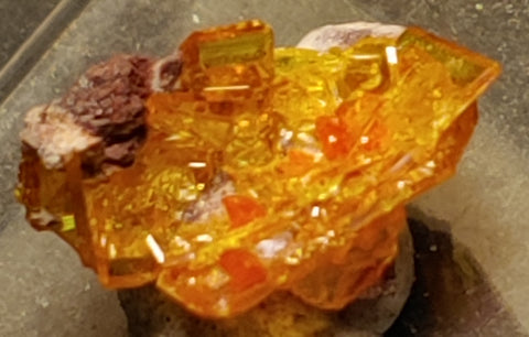 Wulfenite and Mimetite from Rowley Mine, Arizona. 1.5 cm #4067