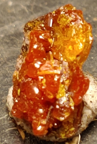 Wulfenite and Mimetite from Rowley Mine, Arizona. 0.9 cm #4071