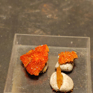 3 pieces Wulfenite and Mimetite from Rowley Mine, Arizona. 2.8 cm #4086