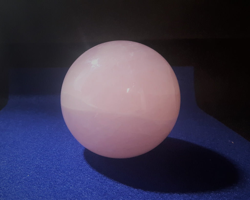 Natural Pink Rose Quartz Sphere. 8.4cm diameter. Stock #2002sl