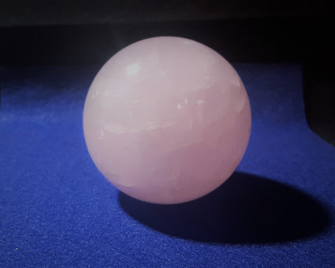Natural Pink Rose Quartz Sphere. 7.6cm diameter. Stock #2003sl