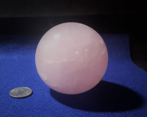 Natural Pink Rose Quartz Sphere. 7.6cm diameter. Stock #2003sl