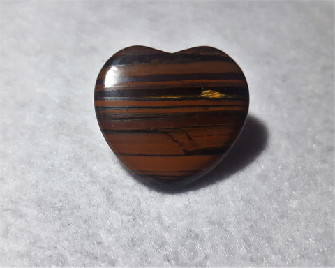 Tiger Eye Heart, Polished 1 3/4". Stock #238sl