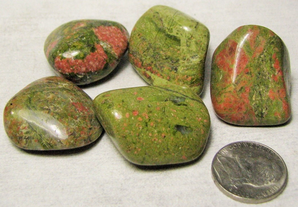 Unakite, 5 Tumbled from South Africa.