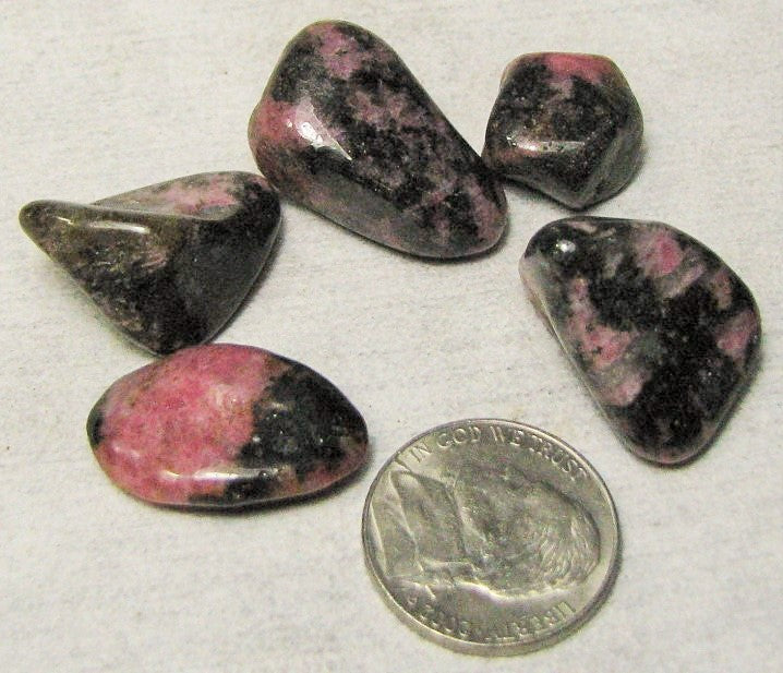 Rhodonite, 5 Tumbled Raspberry