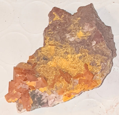 Wulfenite and Mimetite from Rowley Mine, Arizona. 3.5 cm #1024