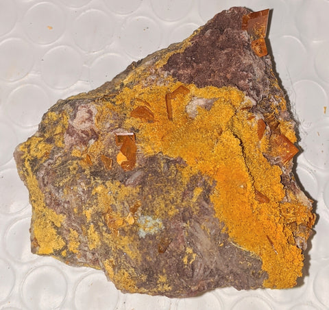 Wulfenite and Mimetite from Rowley Mine, Arizona. 5.4 cm #1026