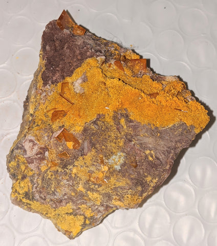 Wulfenite and Mimetite from Rowley Mine, Arizona. 5.4 cm #1026